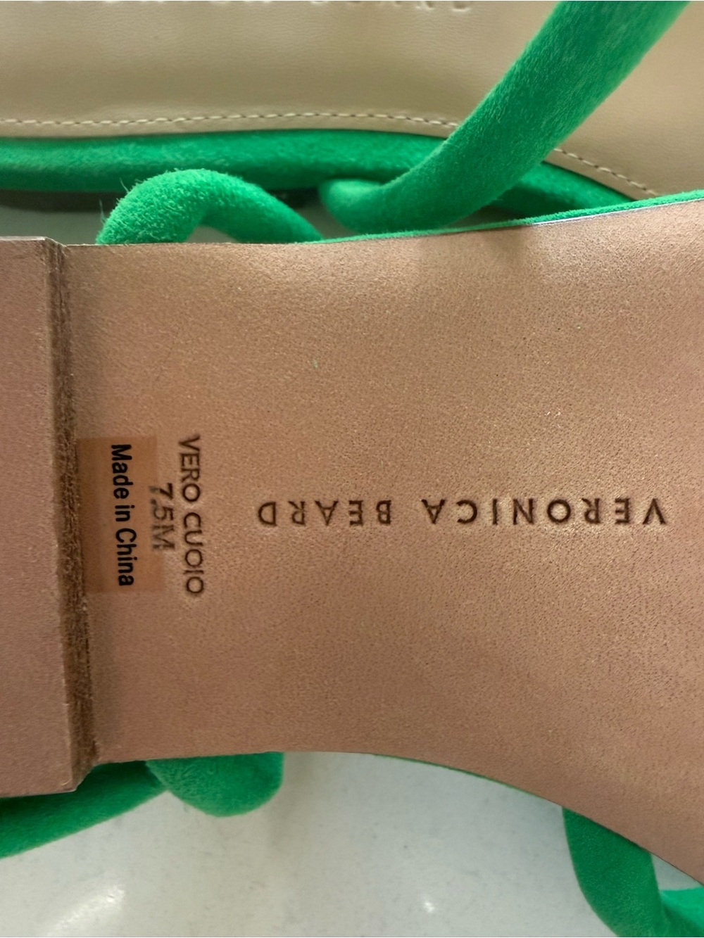 Veronica Beard Vibrant Green Suede Strappy Flat Sandals - Picture 3 of 5